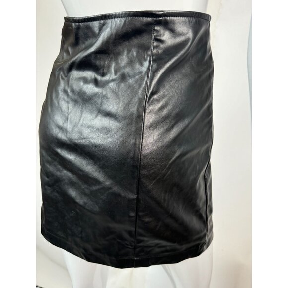Sadie Robertson Collection Womens Black Faux Leather Mini Skirt Wild Blue Medium - Picture 3 of 16